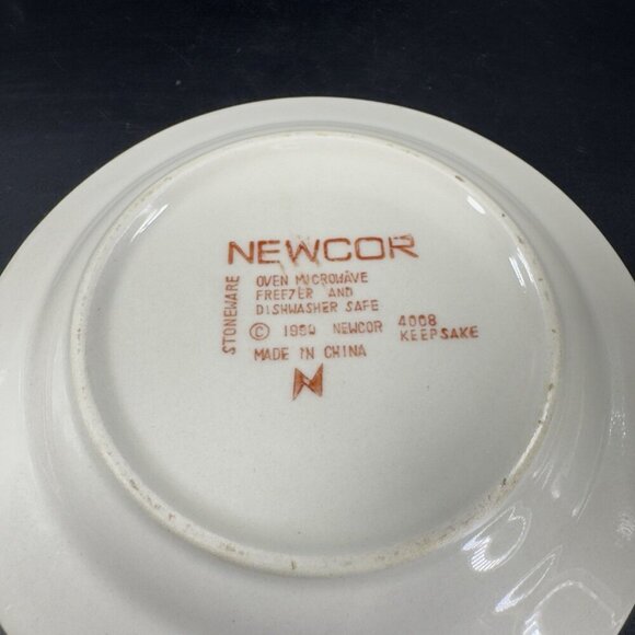 1990s Newcor Stoneware Ceramic Dish Plate Set 4 Plates Dishes Floral Bird Plates - Picture 6 of 13